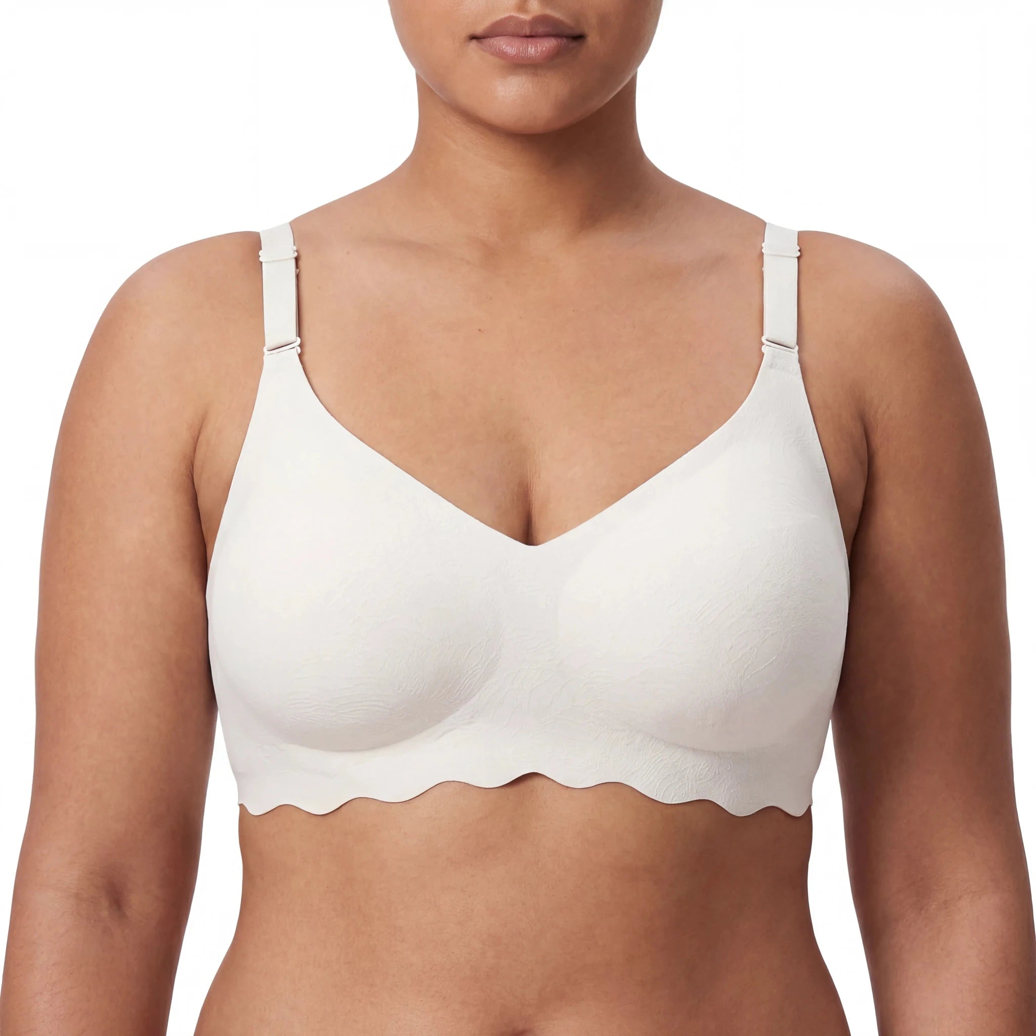 Scalloped Band Comfort Bra - Bra for White - Available at Bella Bra