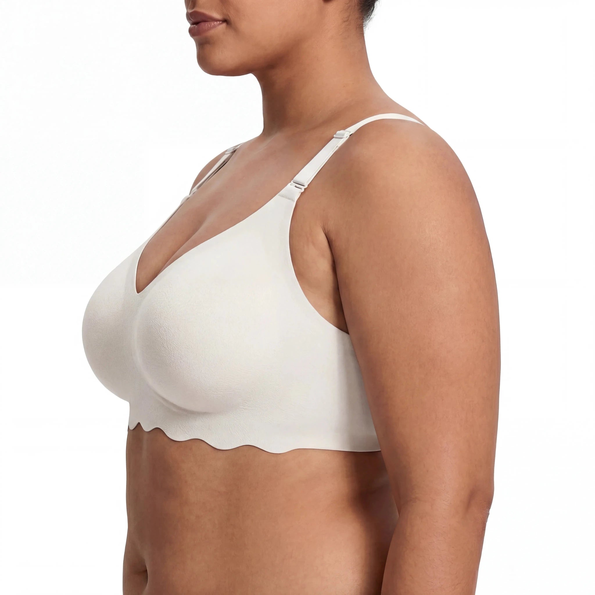 Scalloped Band Comfort Bra - Bra for White - Available at Bella Bra