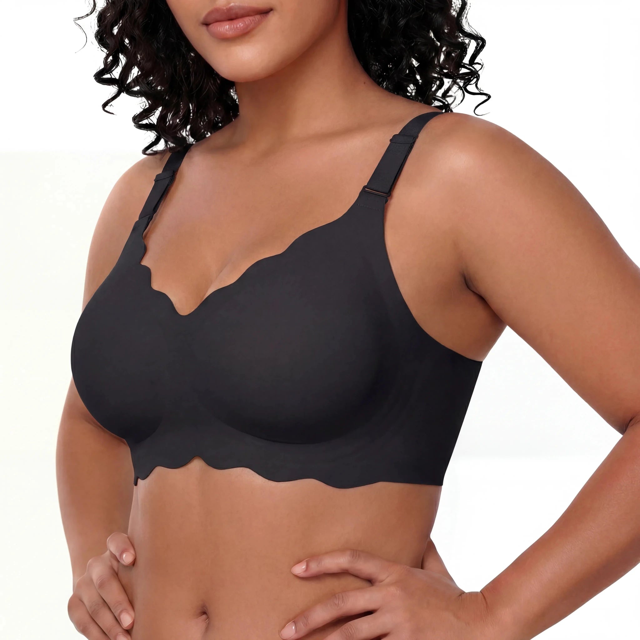 Scalloped Full Coverage Bra - Bra for Black - Available at Bella Bra