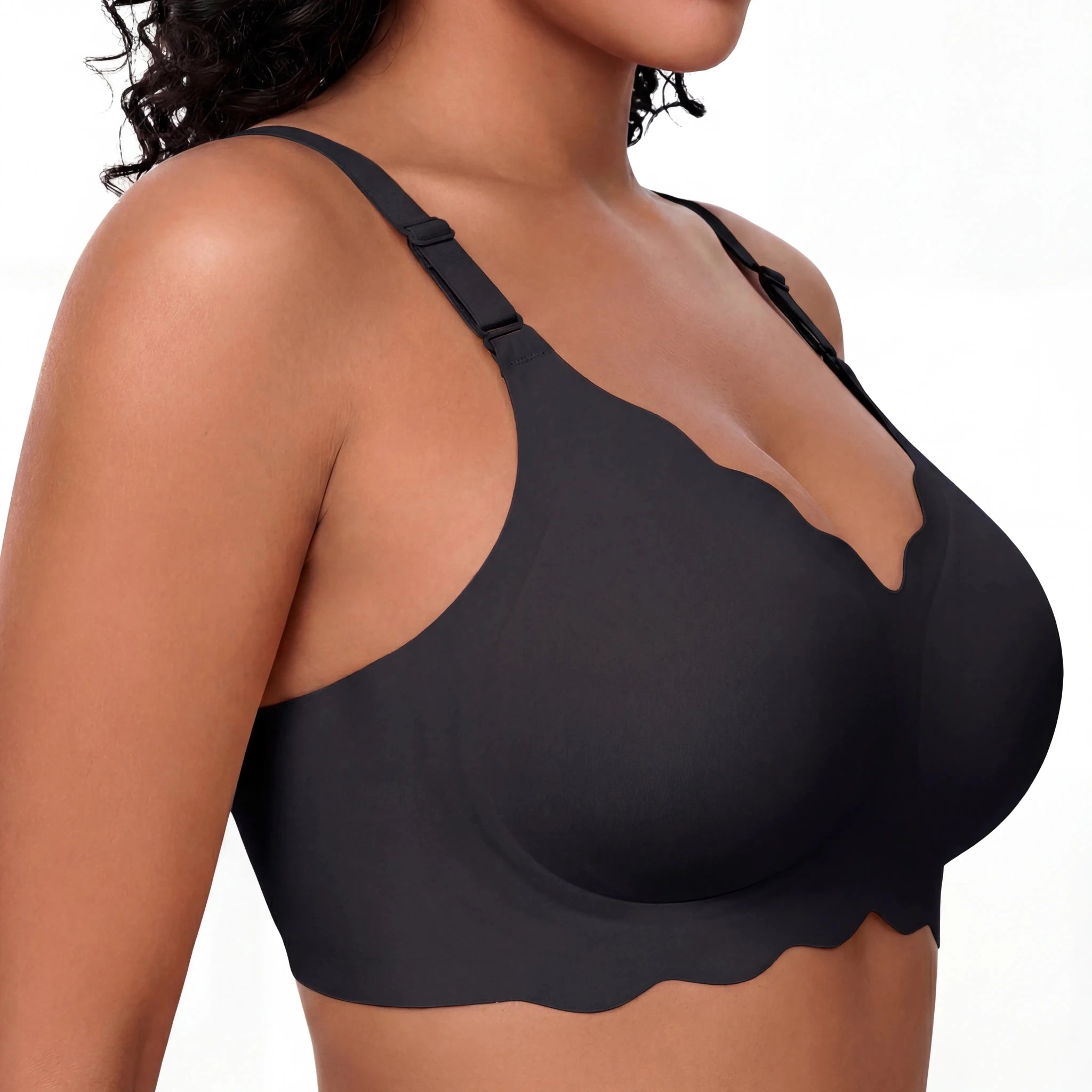 Scalloped Full Coverage Bra - Bra for Black - Available at Bella Bra