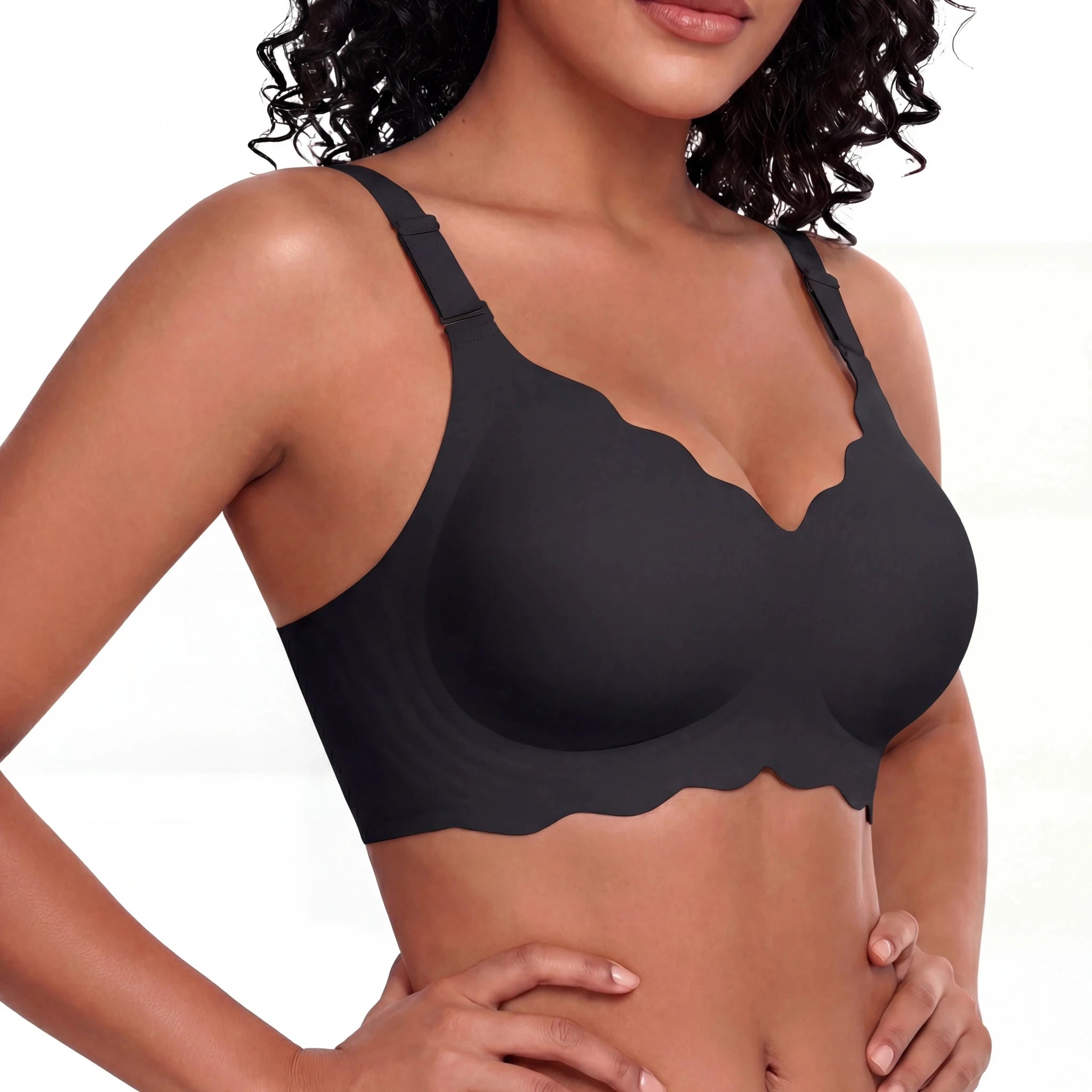 Scalloped Full Coverage Bra - Bra for Black - Available at Bella Bra