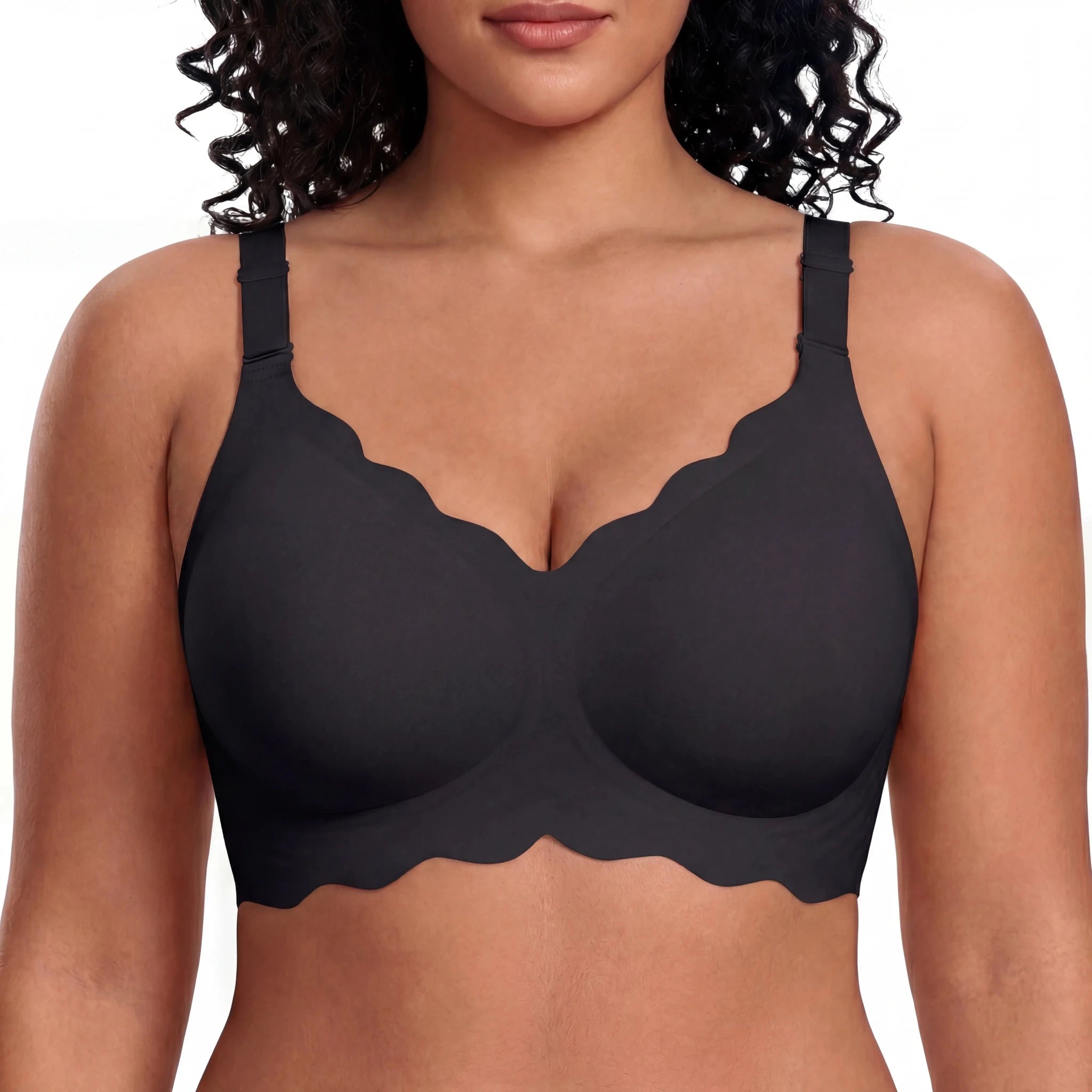 Scalloped Full Coverage Bra - Bra for Black - Available at Bella Bra