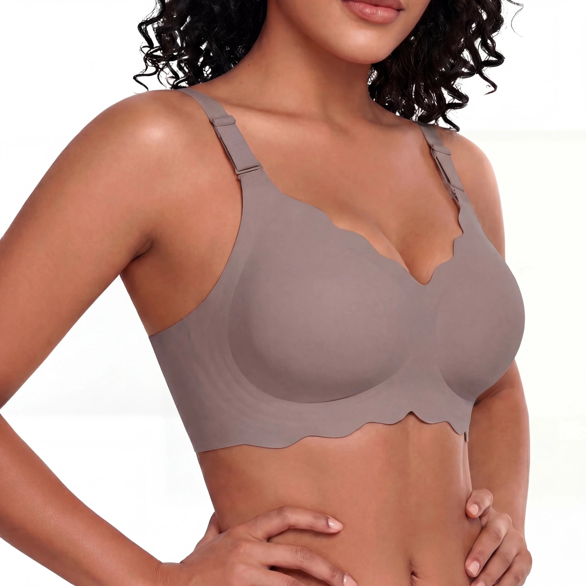 Scalloped Full Coverage Bra - Bra for Grey - Available at Bella Bra