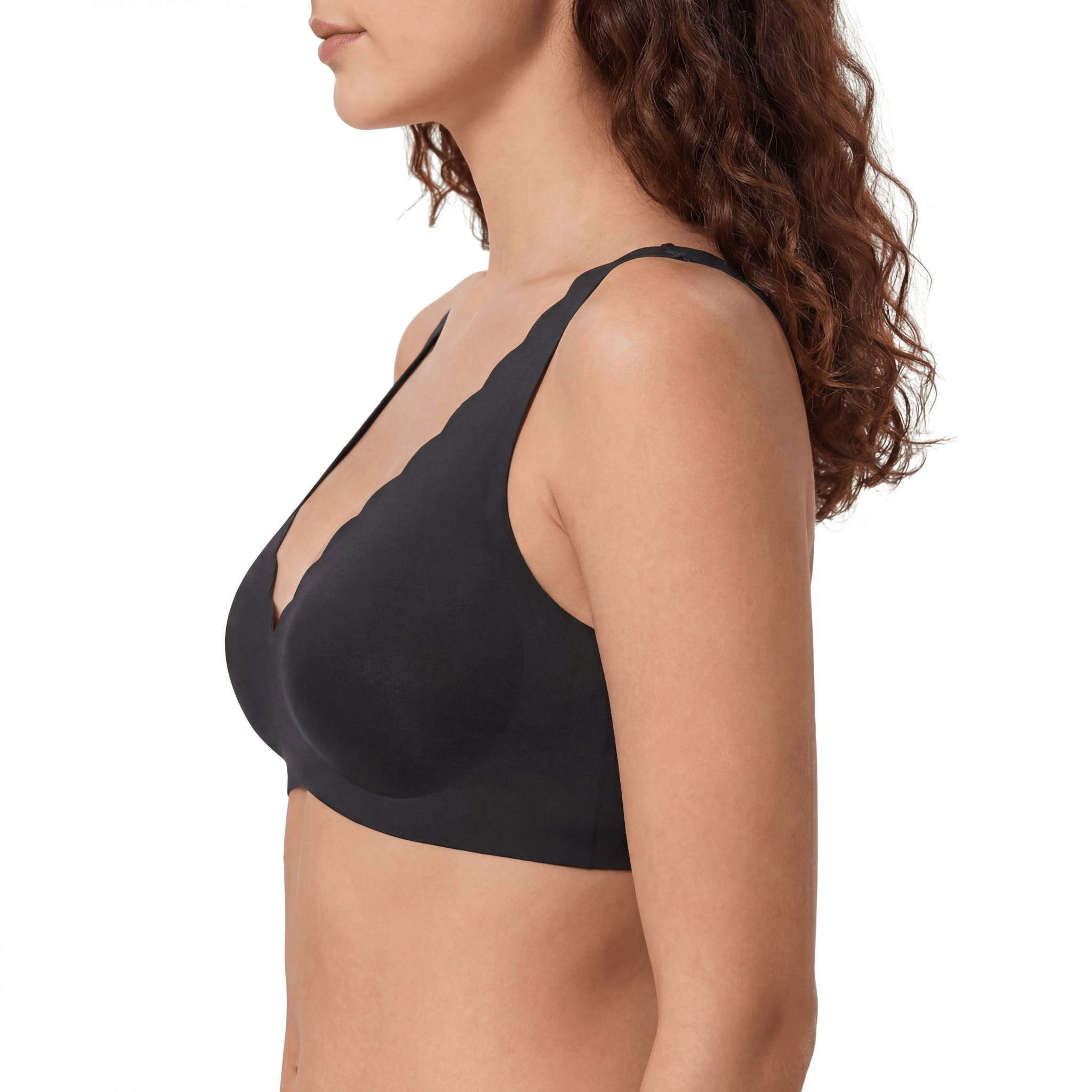 Scalloped Neckline Plunge Bra - Bra for Black - Available at Bella Bra