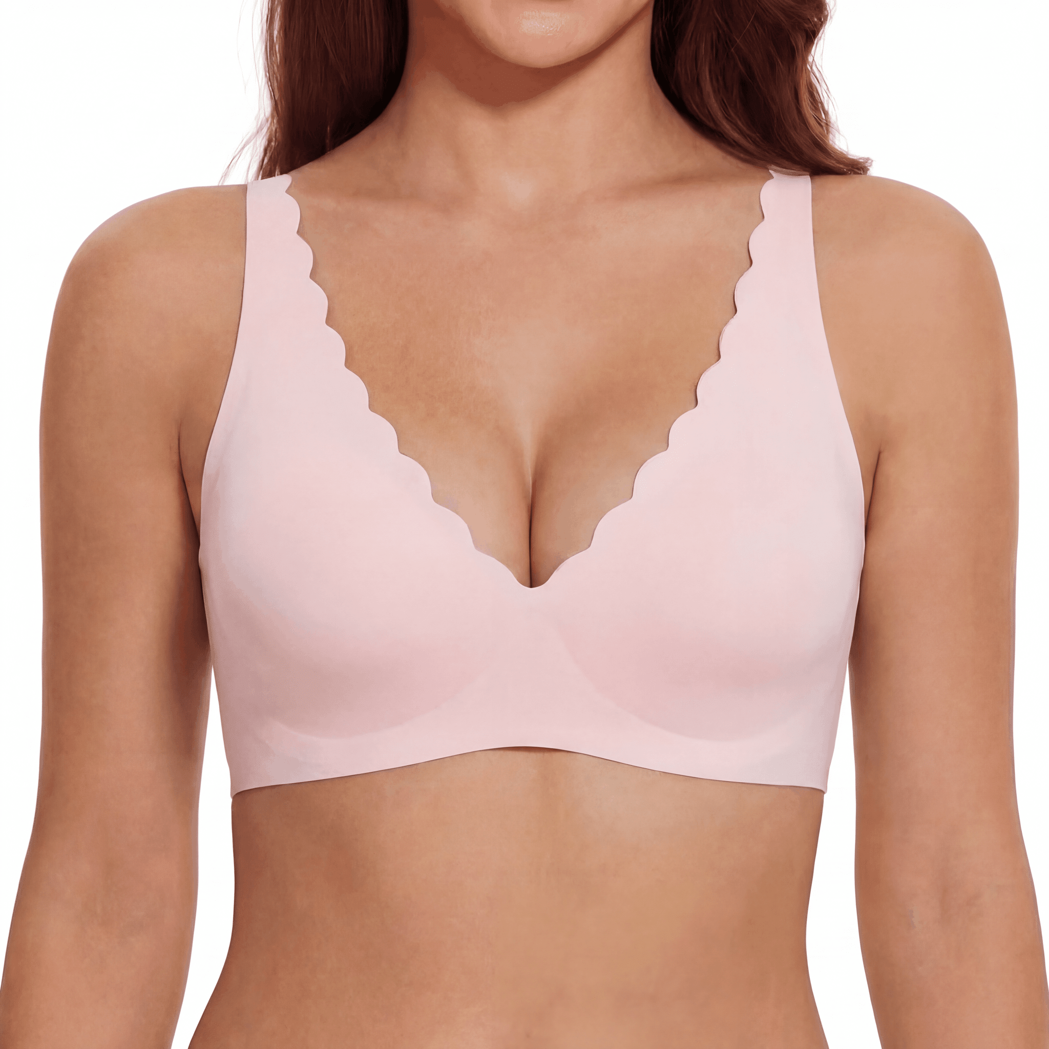 Scalloped Neckline Plunge Bra - Bra for Pink - Available at Bella Bra