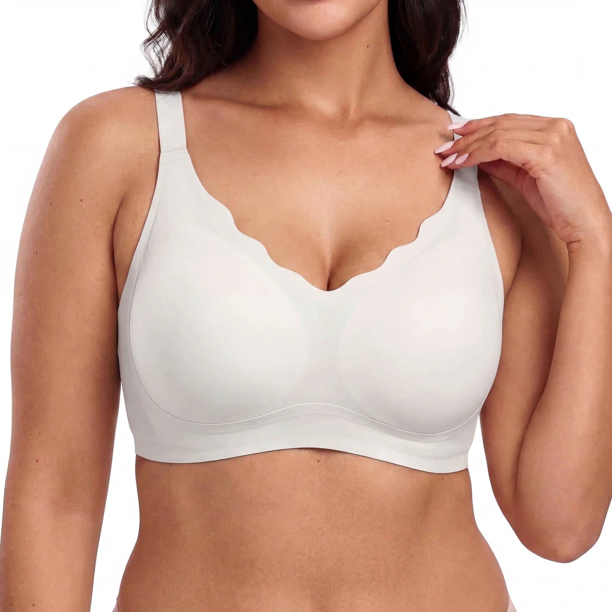 Scalloped Structured Lift Bra - Bra for White - Available at Bella Bra
