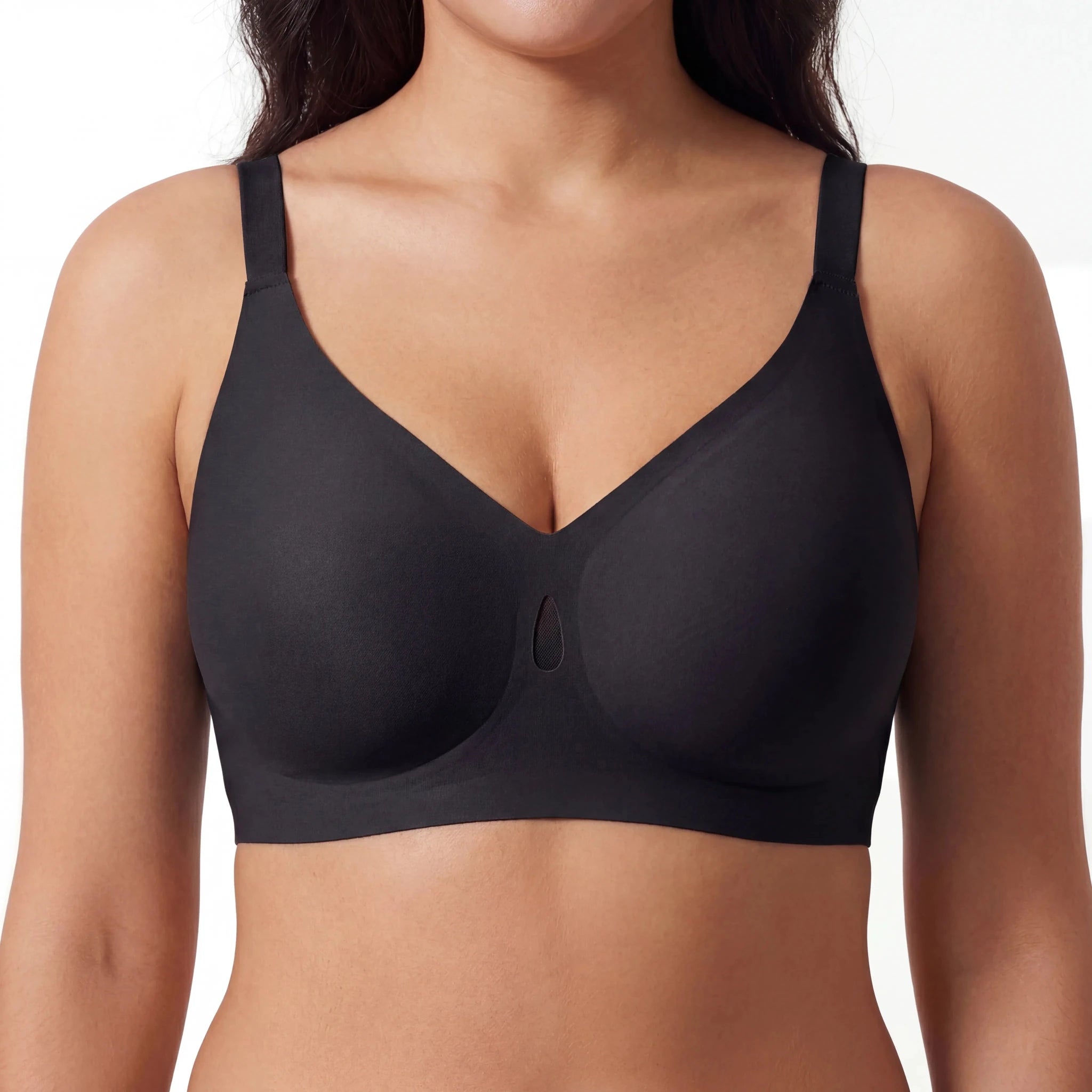 V - Neck Breathable Comfort Bra - Bra for Black - Available at Bella Bra