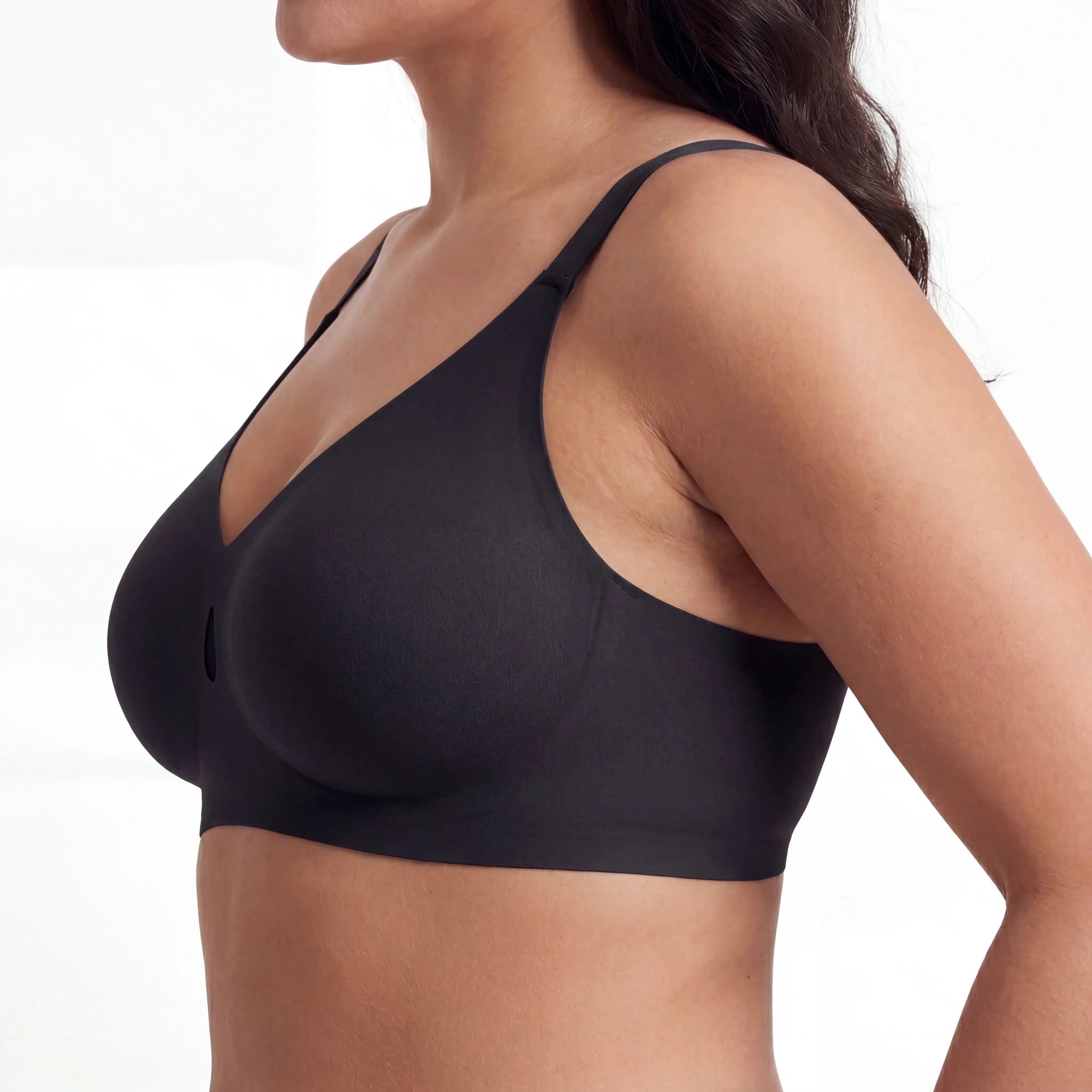 V - Neck Breathable Comfort Bra - Bra for Black - Available at Bella Bra