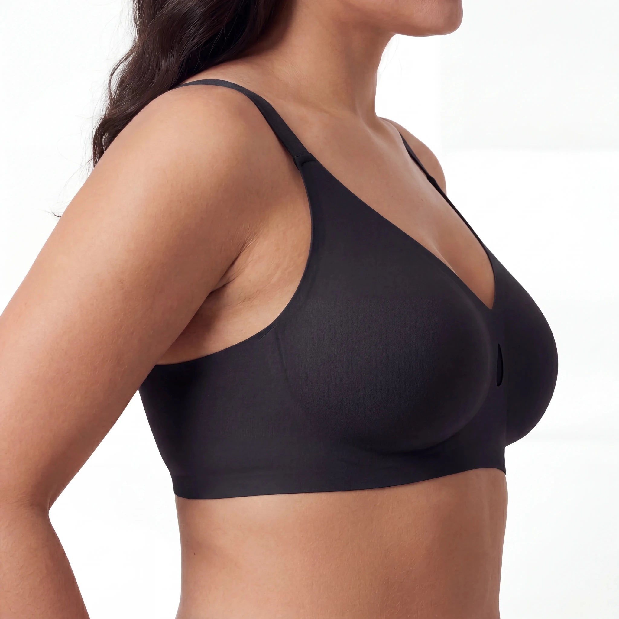 V - Neck Breathable Comfort Bra - Bra for Black - Available at Bella Bra