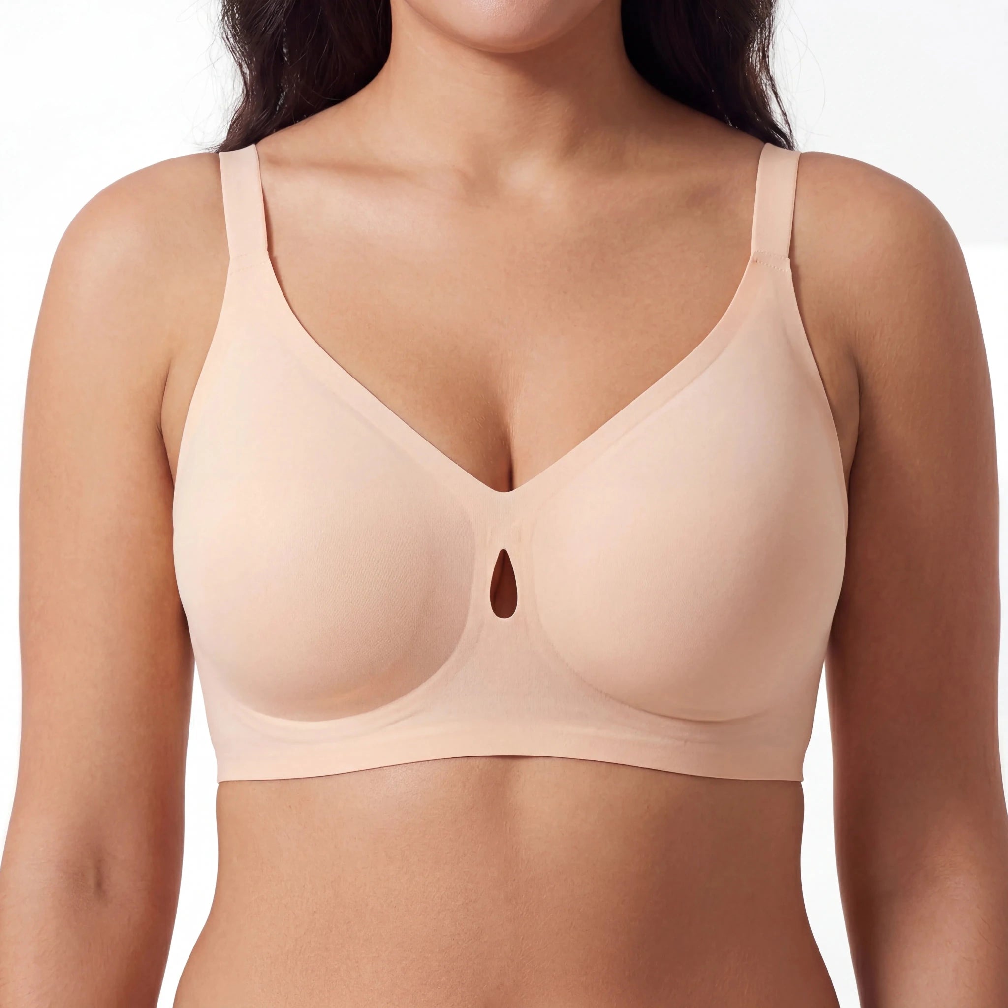 V - Neck Breathable Comfort Bra - Bra for Nude - Available at Bella Bra