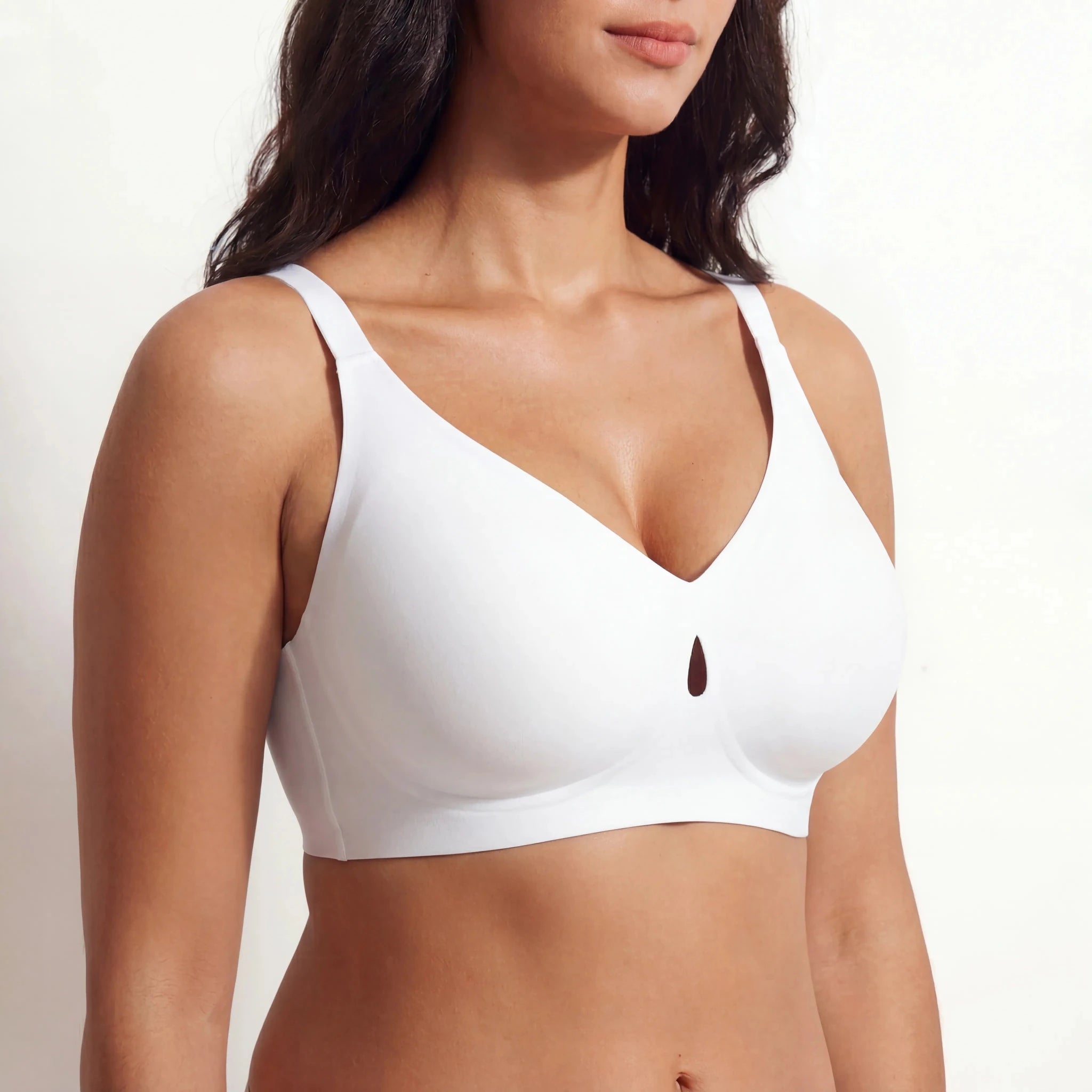 V - Neck Breathable Comfort Bra - Bra for White - Available at Bella Bra