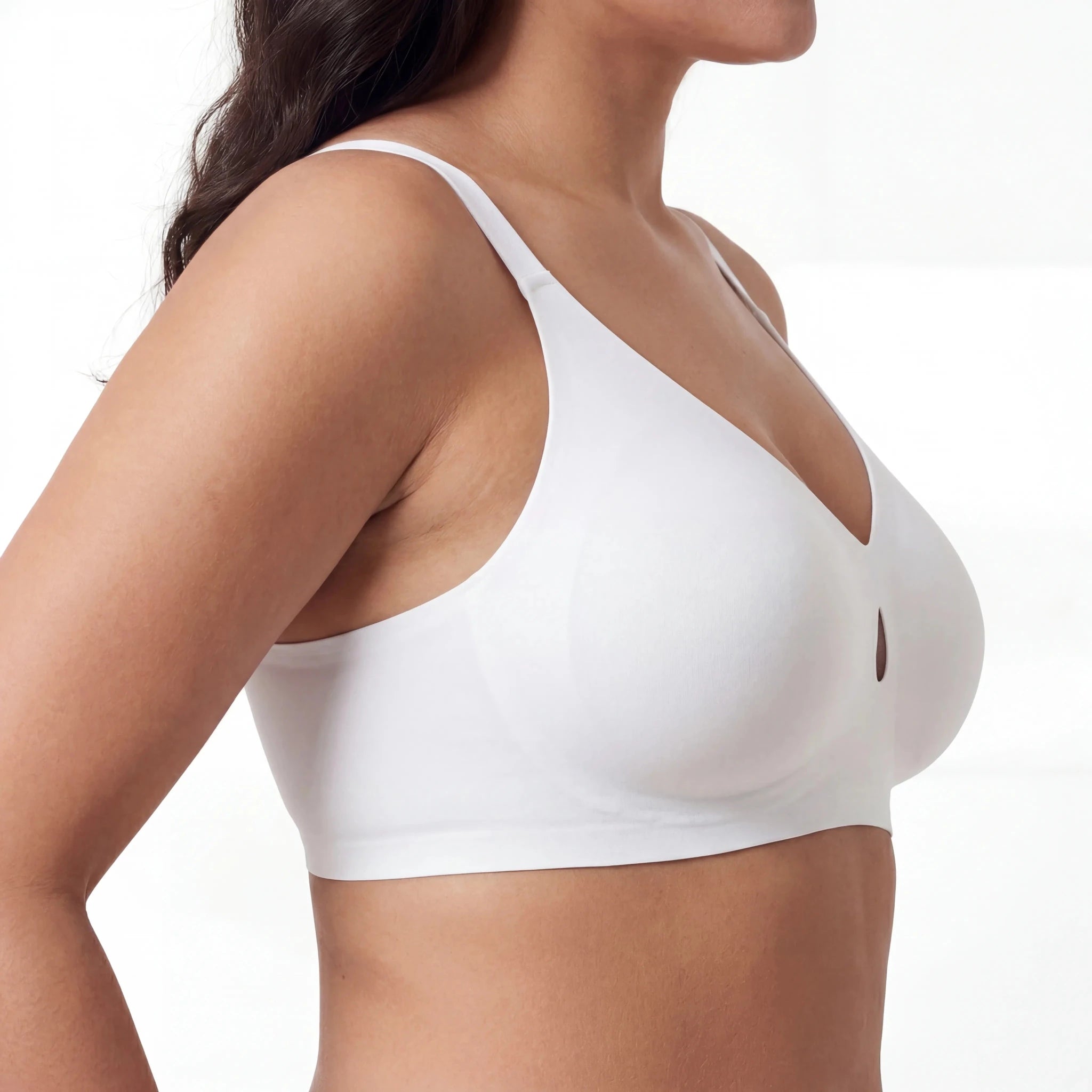 V - Neck Breathable Comfort Bra - Bra for White - Available at Bella Bra