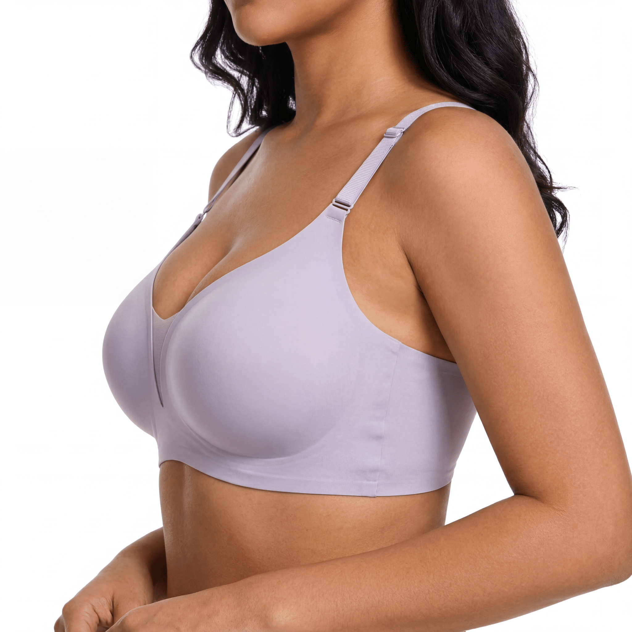 V - Neck Mesh Detail Bra - Bra for Lavender - Available at Bella Bra