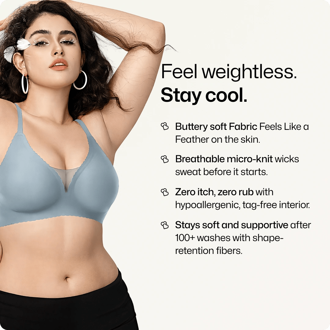 Wireless Deep V - Neck Mesh Push Up Bra - for Black - Available at Bella Bra