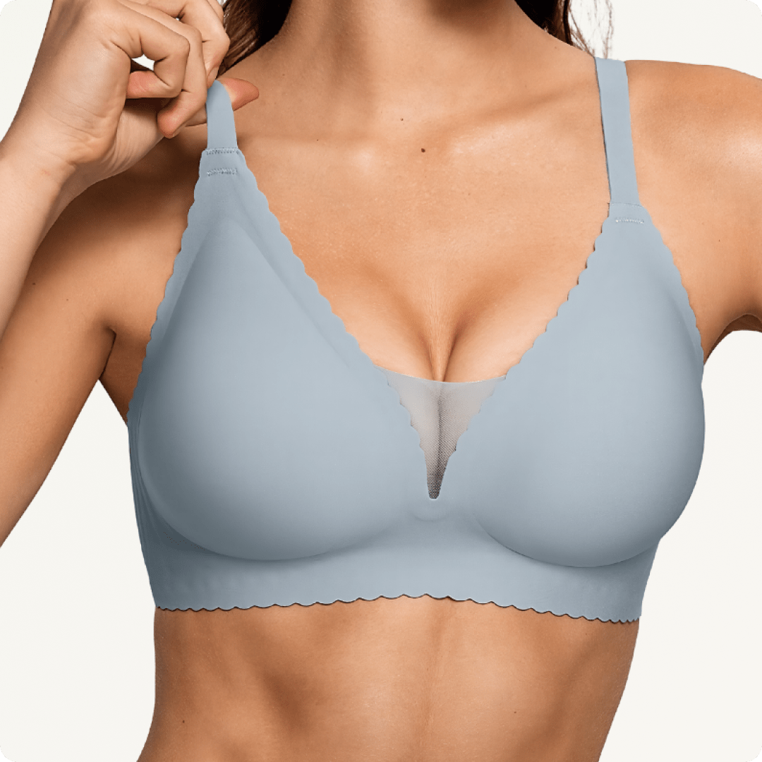 Wireless Deep V - Neck Mesh Push Up Bra - for Black - Available at Bella Bra