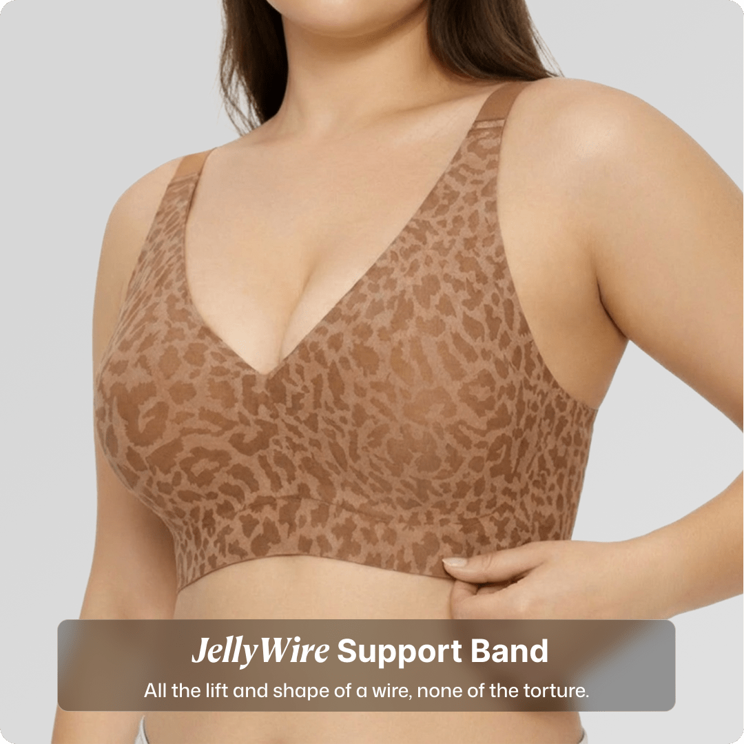 Wireless Deep V Seamless Every Day Bra [LIMITED EDITION] - for Caramel Leopard - Available at Bella Bra