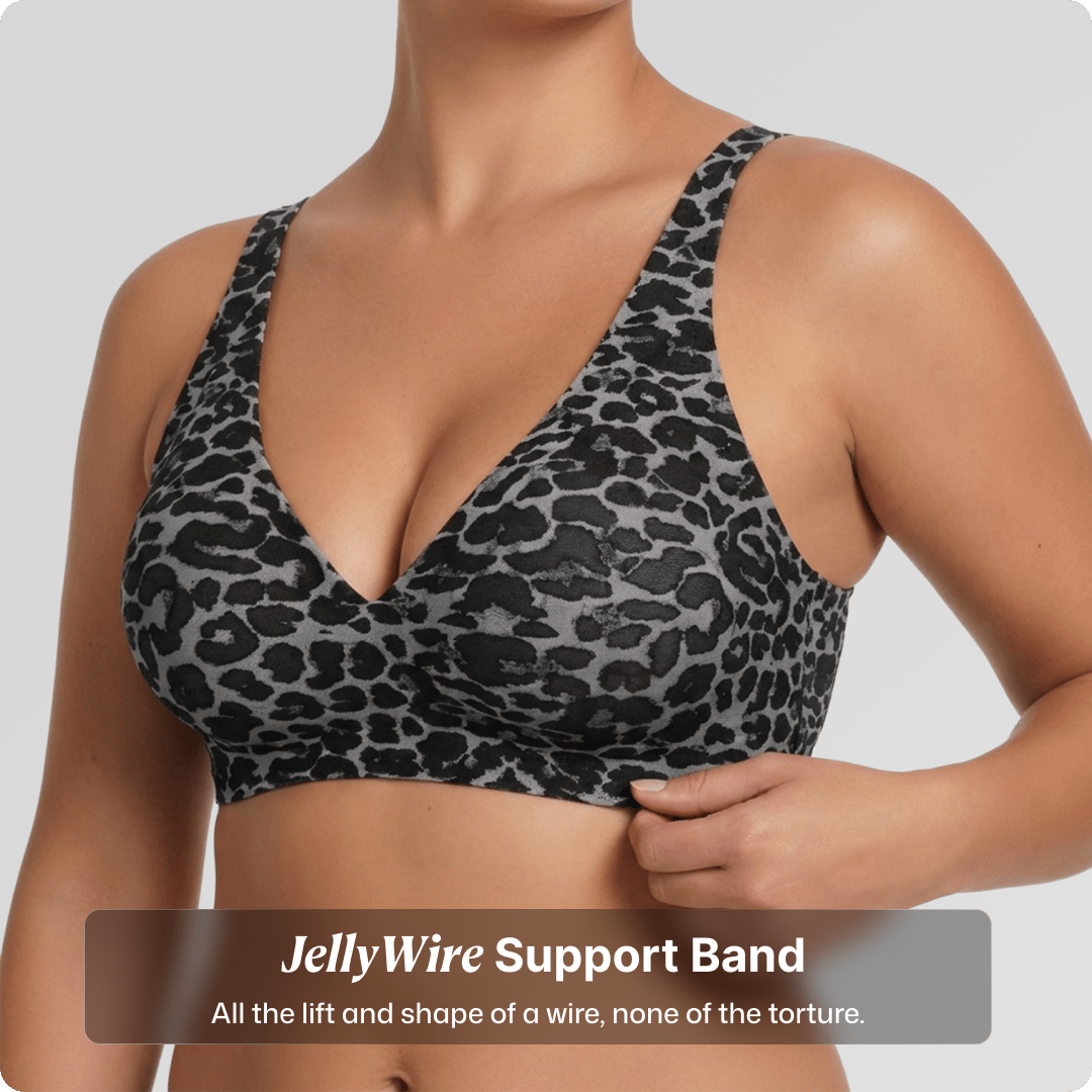 Wireless Deep V Seamless Every Day Bra [LIMITED EDITION] - for Grey Leopard - Available at Bella Bra