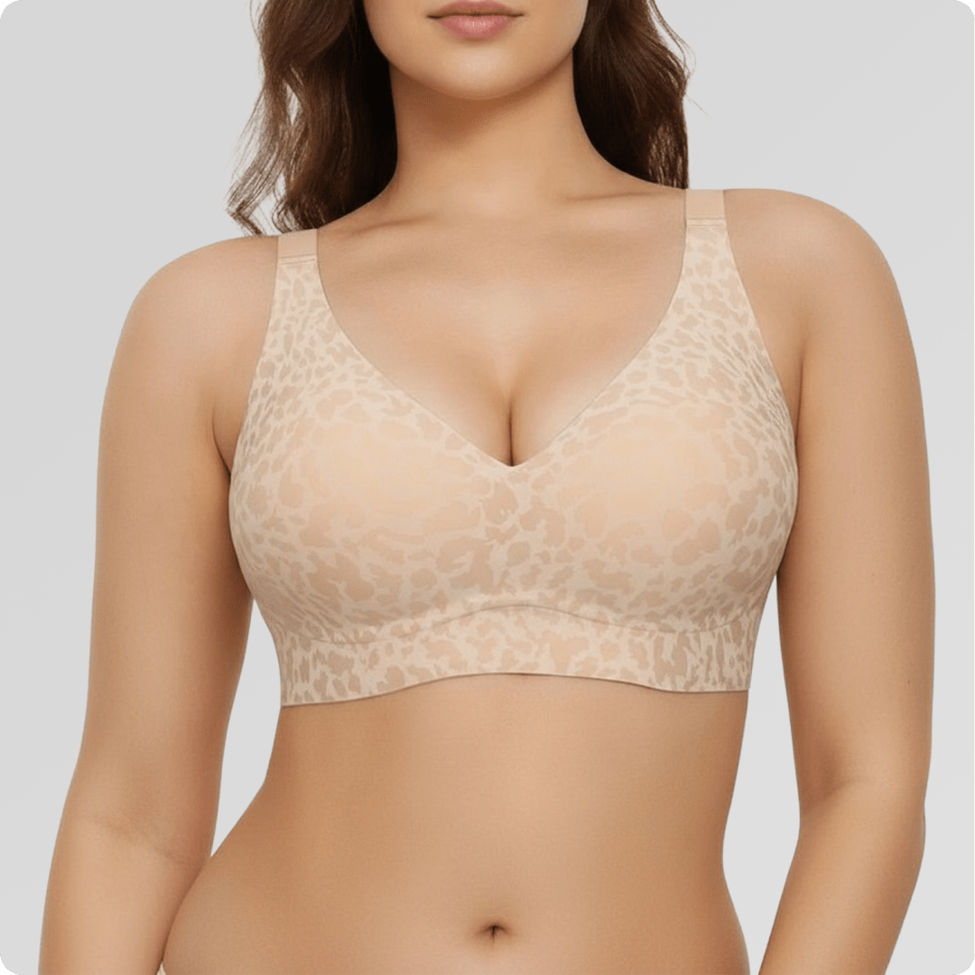 Wireless Deep V Seamless Every Day Bra [LIMITED EDITION] - for Nude Leopard - Available at Bella Bra