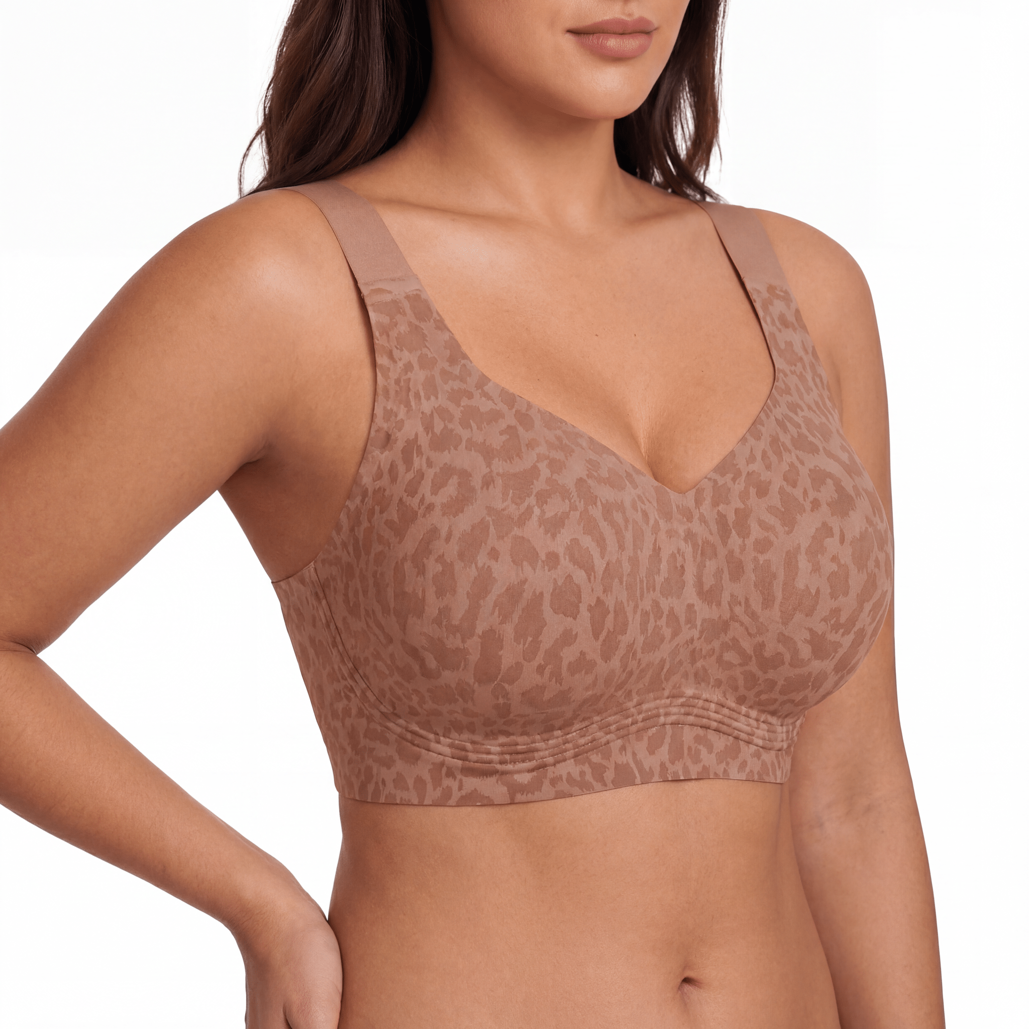 Wireless Full Coverage JellyWire Bra - for Leopard Black - Available at Bella Bra
