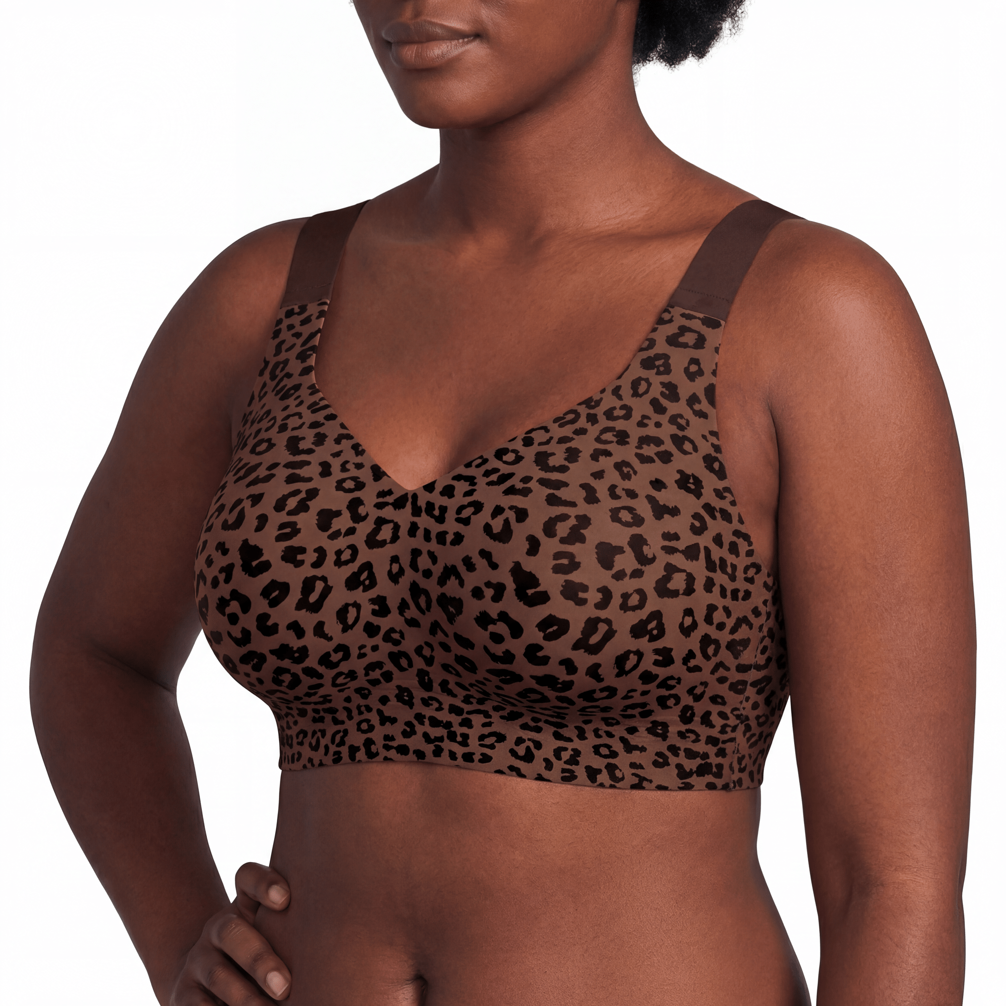 Wireless Full Coverage JellyWire Bra - for Leopard Brown - Available at Bella Bra