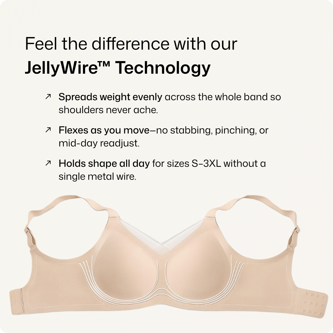 Wireless Scalloped Jacquard Front - Adjustable Support Bra - for Black - Available at Bella Bra