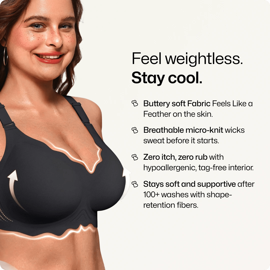 Wireless Scalloped Jacquard Front - Adjustable Support Bra - for Black - Available at Bella Bra