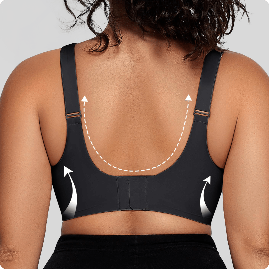 Wireless V - Neck Crossover Mesh Bra - for Black - Available at Bella Bra