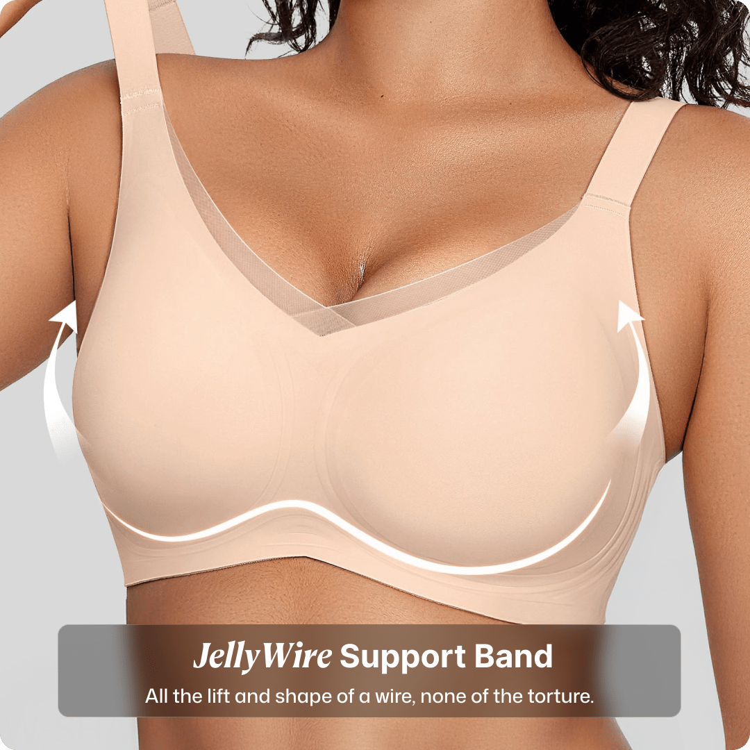 Wireless V - Neck Crossover Mesh Bra - for Nude - Available at Bella Bra