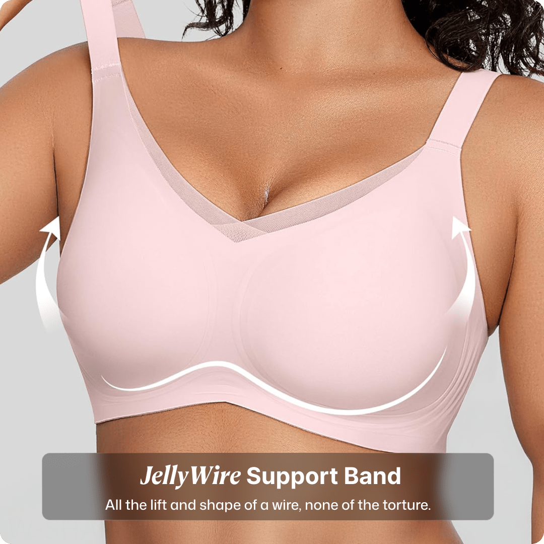 Wireless V - Neck Crossover Mesh Bra - for Pink - Available at Bella Bra