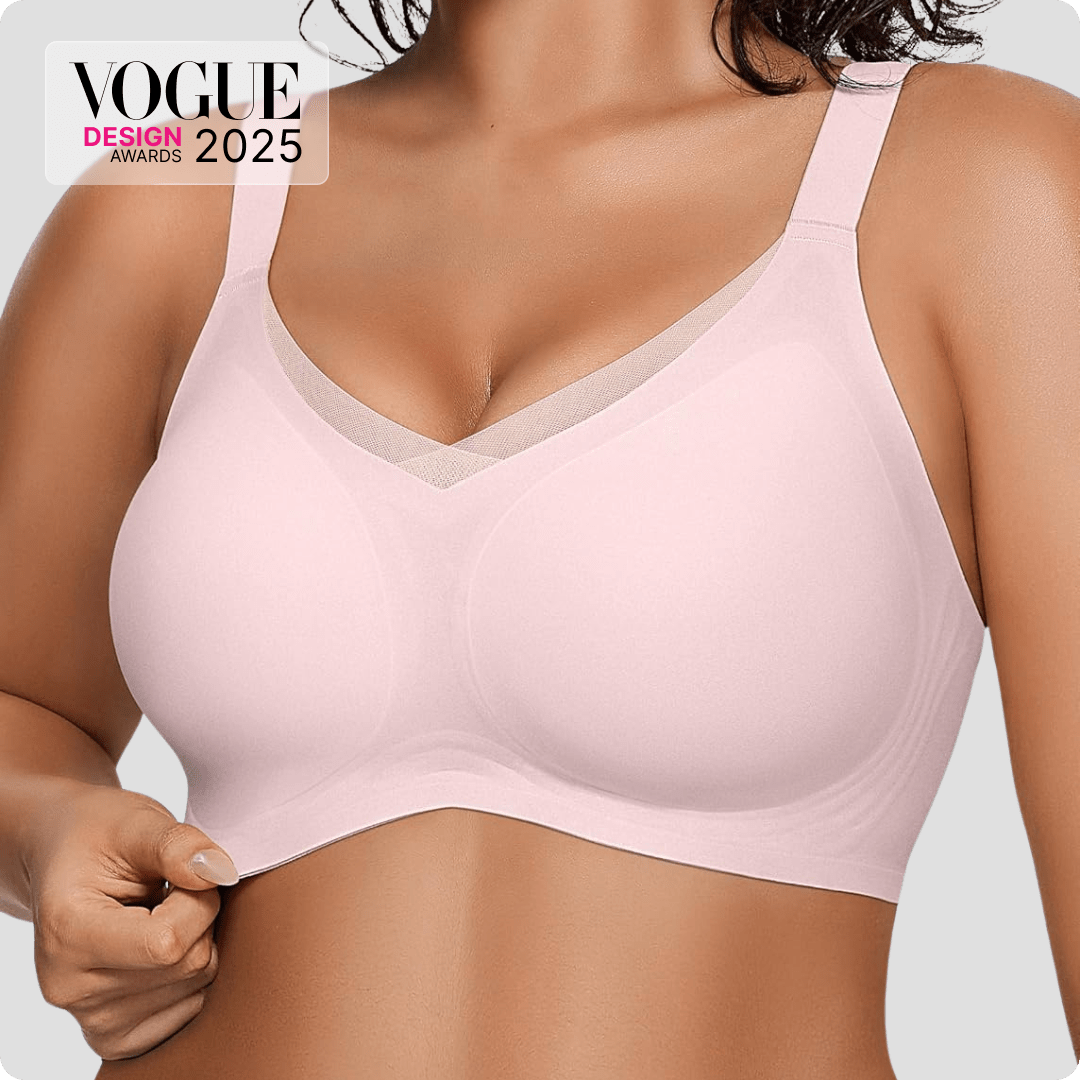 Wireless V - Neck Crossover Mesh Bra - for Pink - Available at Bella Bra