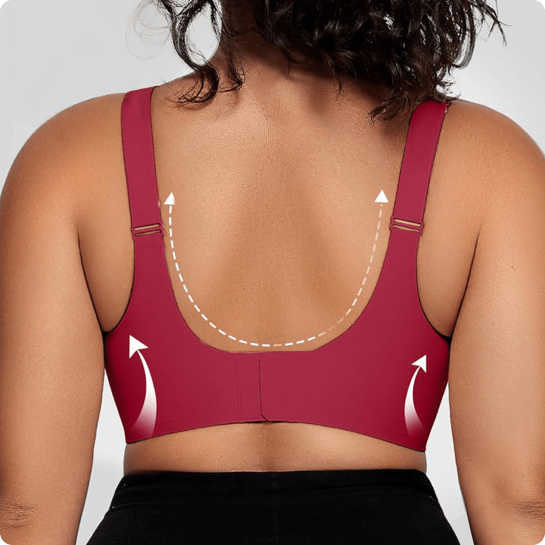 Wireless V - Neck Crossover Mesh Bra - for Red - Available at Bella Bra