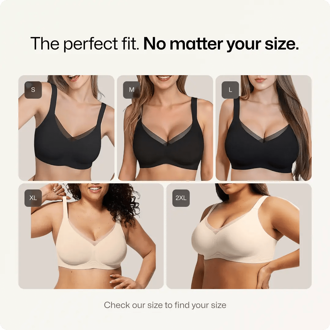 Wireless V - Neck Crossover Mesh Support Bra - for Black - Available at Bella Bra