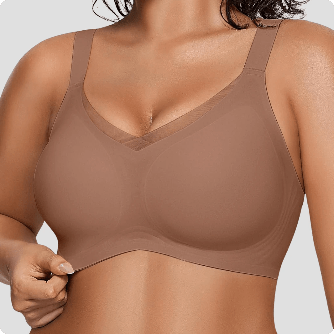 Wireless V - Neck Crossover Mesh Support Bra - for Black - Available at Bella Bra