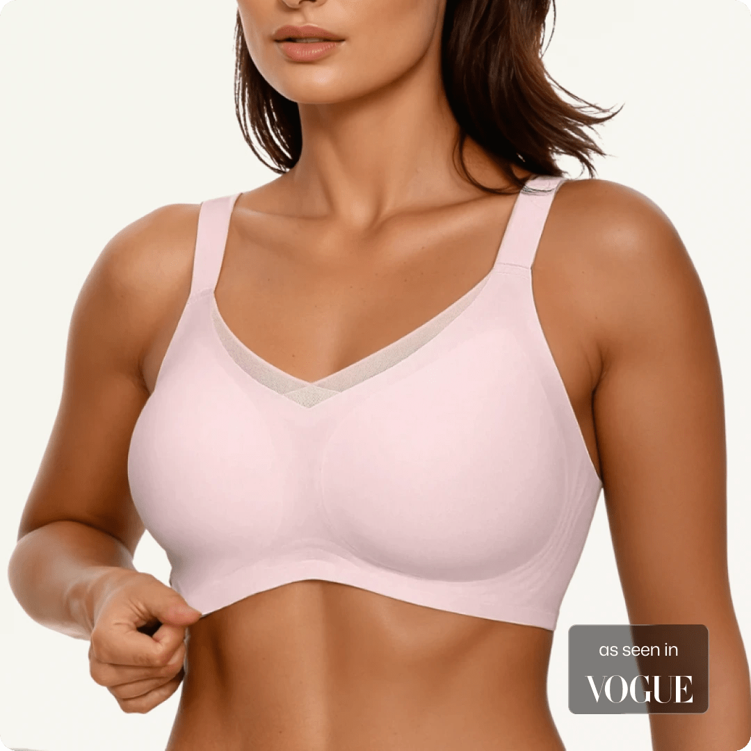 Wireless V - Neck Crossover Mesh Support Bra - for Black - Available at Bella Bra