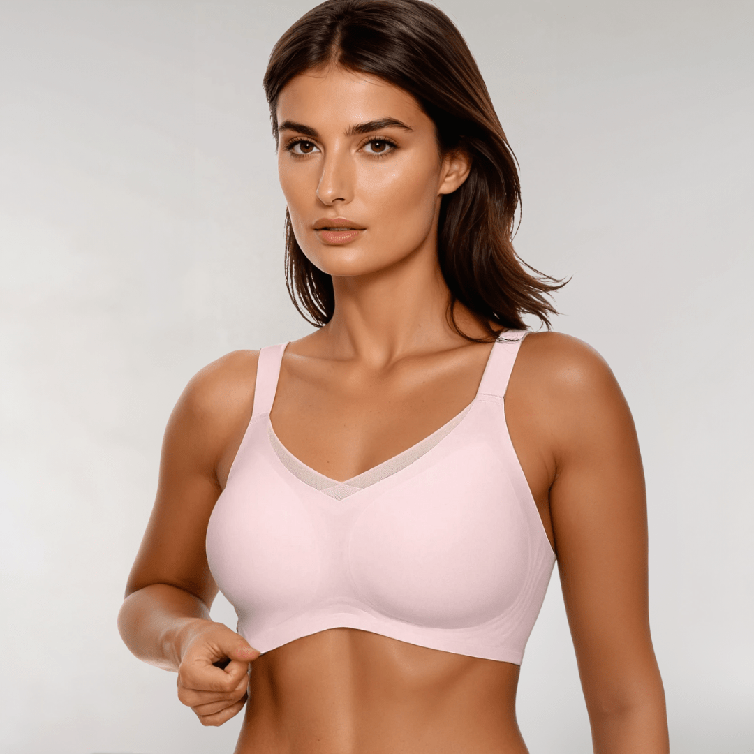 Wireless V - Neck Mesh Support Bra - for Black - Available at Bella Bra